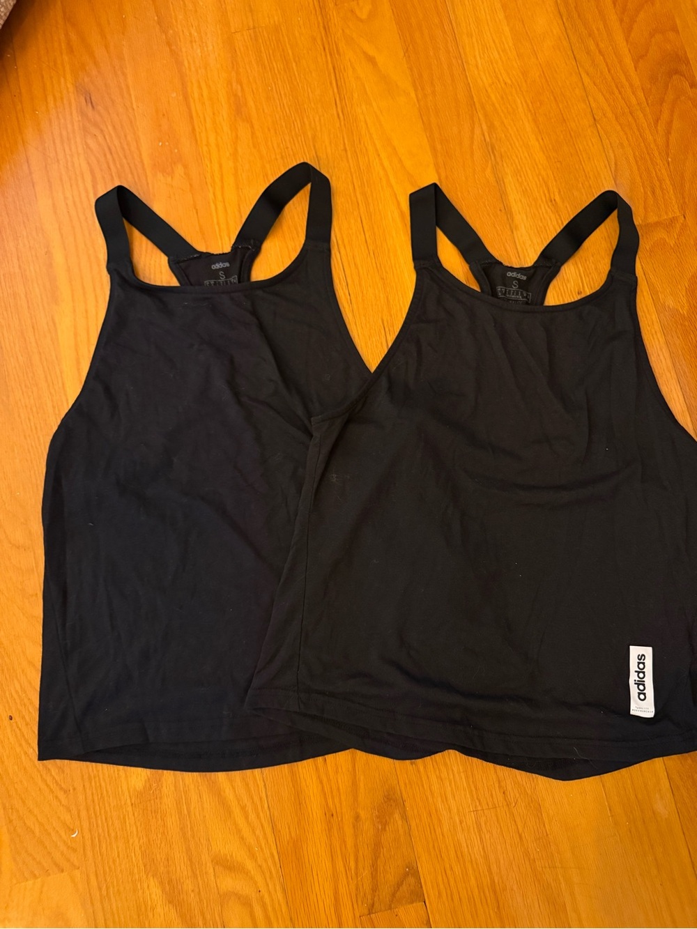 adidas Black Double Racerback Tank Tops